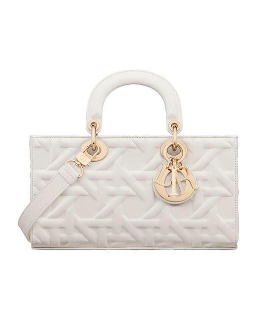 Dior White Medium Lady D-Joy Bag