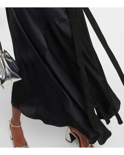 Plan C Black Asymmetric Pleated Midi Dress