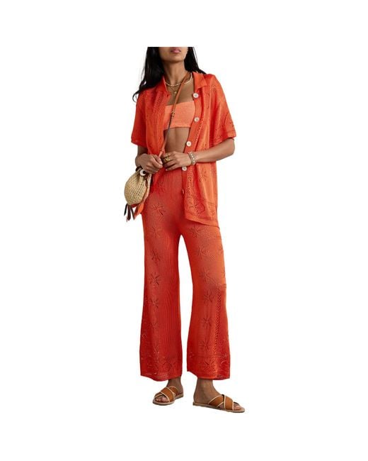 Calle Del Mar Red Hollow Knit Shirt