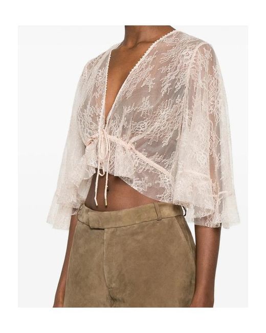 Alberta Ferretti Natural Semi-Transparent Shirt