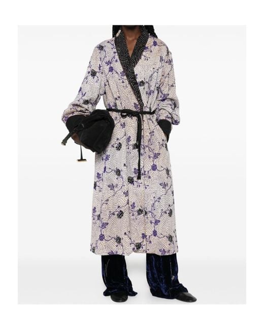 Forte_forte Gray Floral-Print Belted Coat