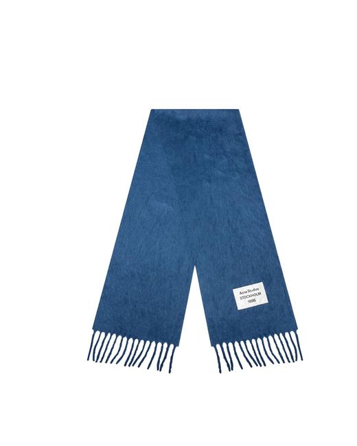 Acne Blue Fringe Scarf for men