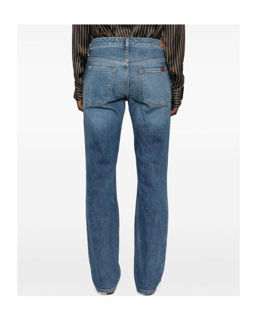 7 For All Mankind Blue Low Cigarette Low-Rise Jeans