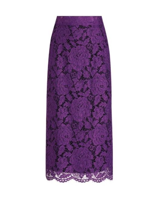 Dolce & Gabbana Purple Lace-Detailing Midi Skirt