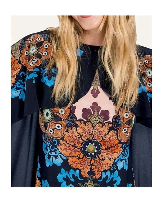 LaDoubleJ Blue Floral-Print Midi Day Dress