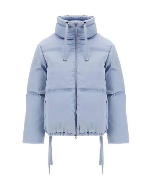 Herno Blue High-Neck Drawstring Zip-Up Jacket