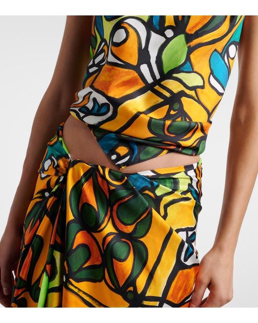 Christopher Esber Multicolor Printed Draped Silk Top