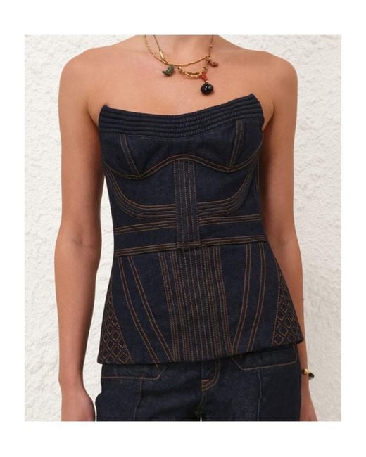 Zimmermann Black Corded Denim Corset