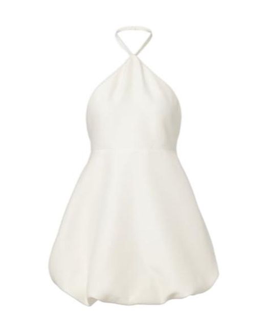 Balenciaga White Halterneck Peplum Wool And Silk Minidress