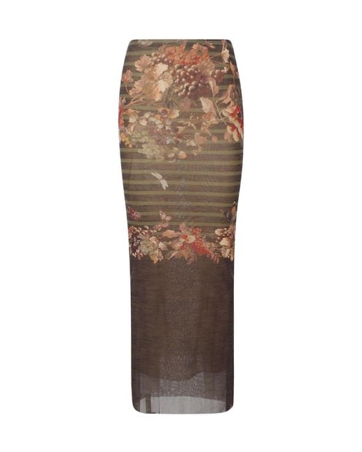 Jean Paul Gaultier Brown Floral-Print Skirt