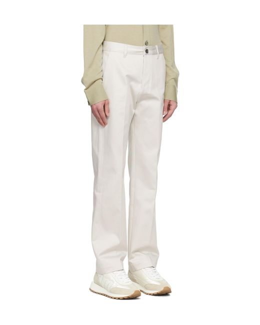 AMI White Straight-Leg Cotton Trousers for men