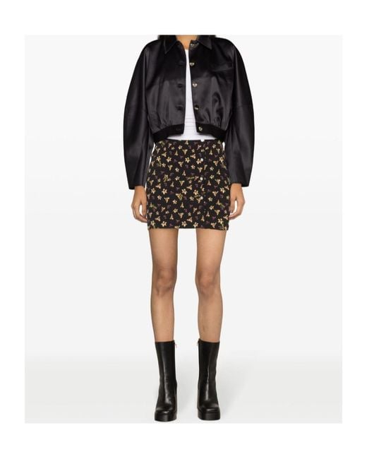 ROTATE BIRGER CHRISTENSEN Black Floral Pattern Skirt