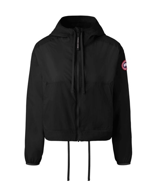 Canada Goose Black Kaslo Zip-Up Cropped Windbreaker
