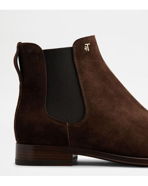 Tod's Brown Logo Short Boots for men