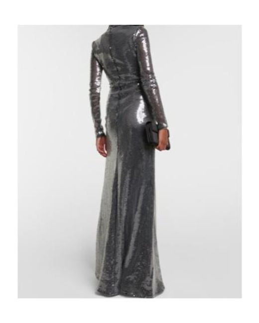 David Koma Multicolor Sequined Mockneck Gown