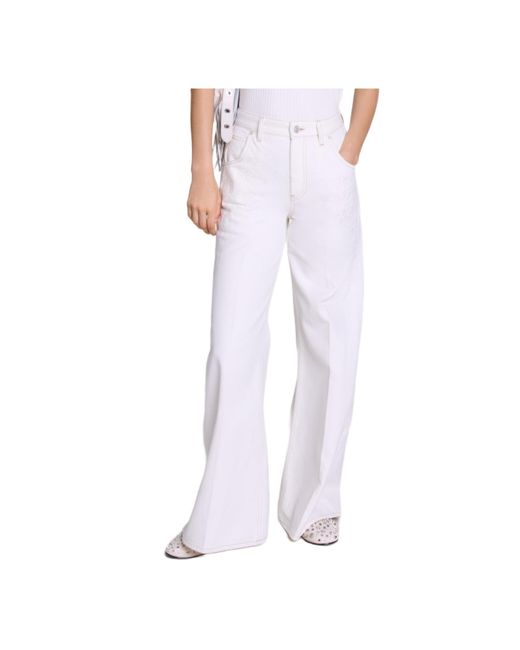 Maje White Jeans With Belt Loops