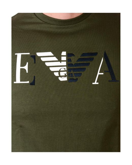 Emporio Armani Green Logo Round-Necked Sweater for men