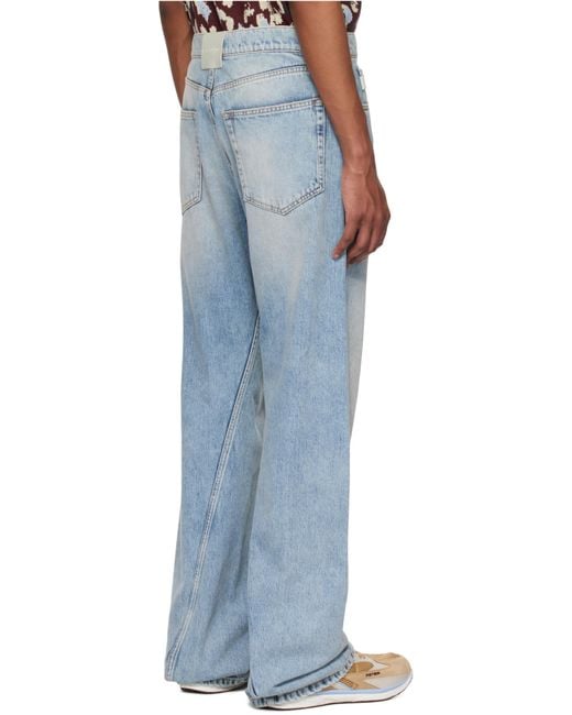 Lanvin Blue Logo Patch Straight Jeans for men