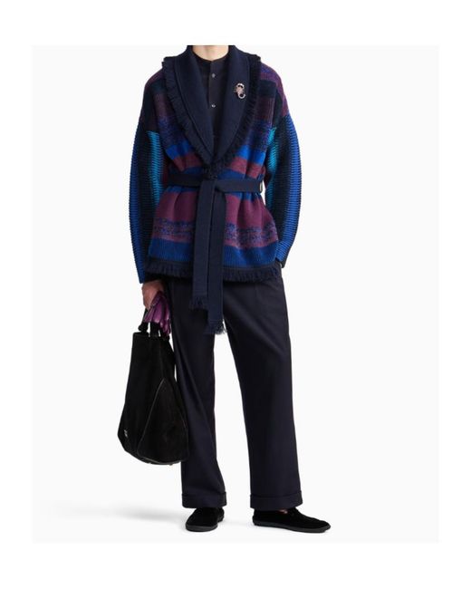 GIORGIO ARMANI X ALANUI Blue Giorgio Armani For Alanui Cashmere Blend Cardigan for men