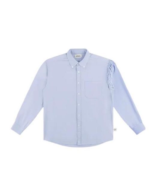 Area Blue Deconstructed Frayed-Edge Shirt