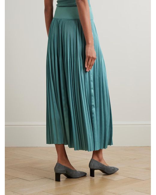 Joseph Blue Rabat Pleated Midi Skirt