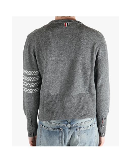 Thom Browne Gray Long-Sleeved Sweater for men