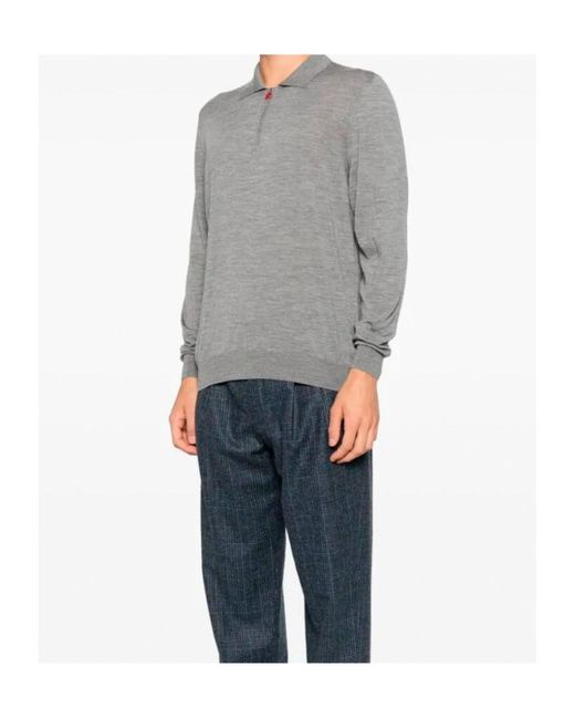 Kiton Gray Mélange-Effect Polo Shirt for men