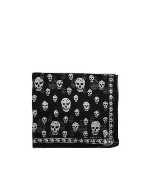 McQueen Black Classic Skull Foulard for men