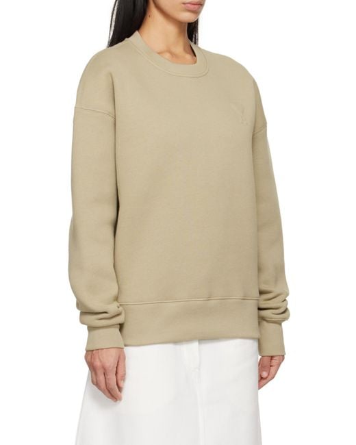 AMI Natural Ami De Coeur Logo Embossed Crewneck Sweatshirt for men