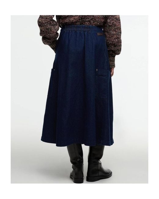 Barbour Blue Belt Loop Midi Skirt
