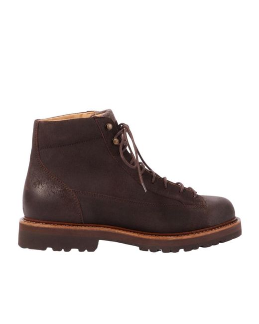 Brunello Cucinelli Brown Leather Lace-Up Boots for men