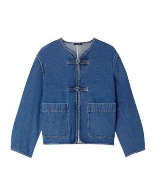 Soeur Blue Straight Cotton Jacket