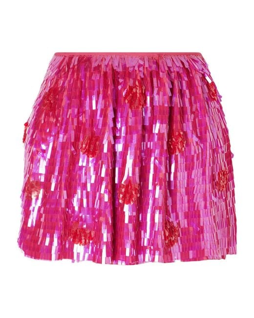 Dries Van Noten Pink Sequined Mini Skirt