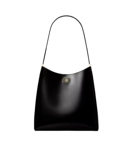 Tory Burch Black Robinson Spazzolato Hobo Bag
