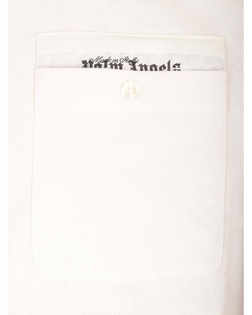 Palm Angels White Logo Printed Crewneck T-Shirt for men