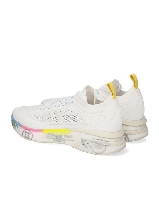 Premiata White Round-Toe Lace-Up Sneakers for men