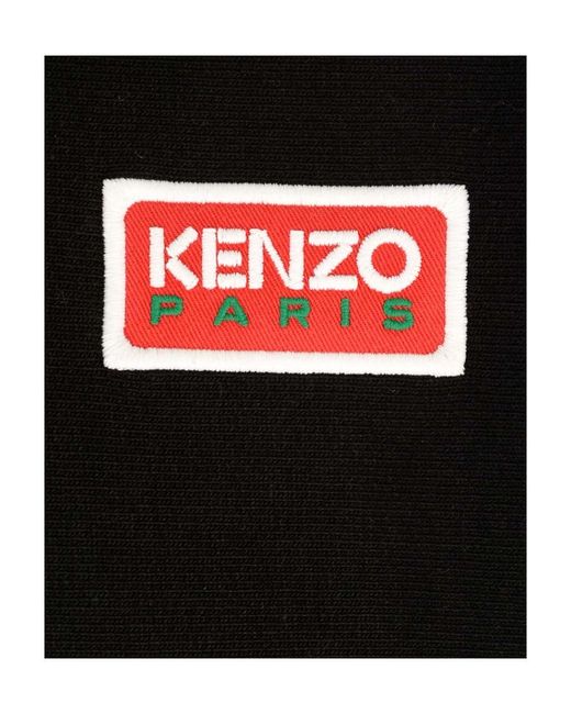 KENZO Black Logo-Patch Crewneck Sweatshirt for men