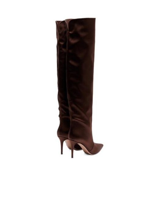 Gianvito Rossi Brown Solid Color Satin Over-The-Knee Boots