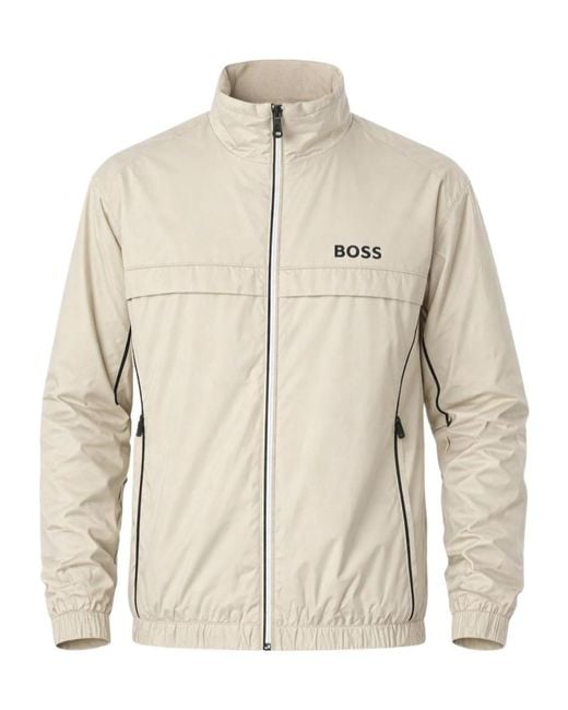 Boss Natural Logo-Detail Zip-Up Jacket for men
