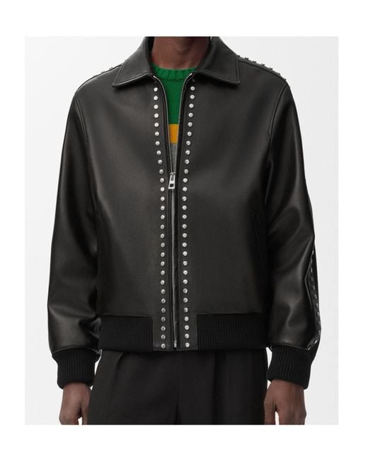 Loewe Black Stud Embellished Bomber Jacket for men