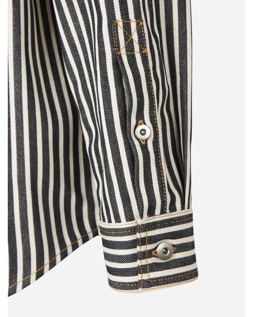 Bottega Veneta Gray Striped Long-Sleeved Shirt for men