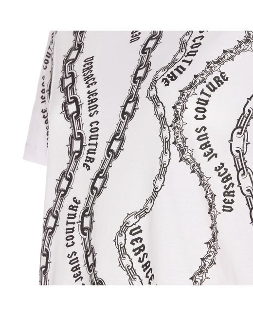 Versace Jeans White Couture Chain Couture Printed Crewneck T-Shirt