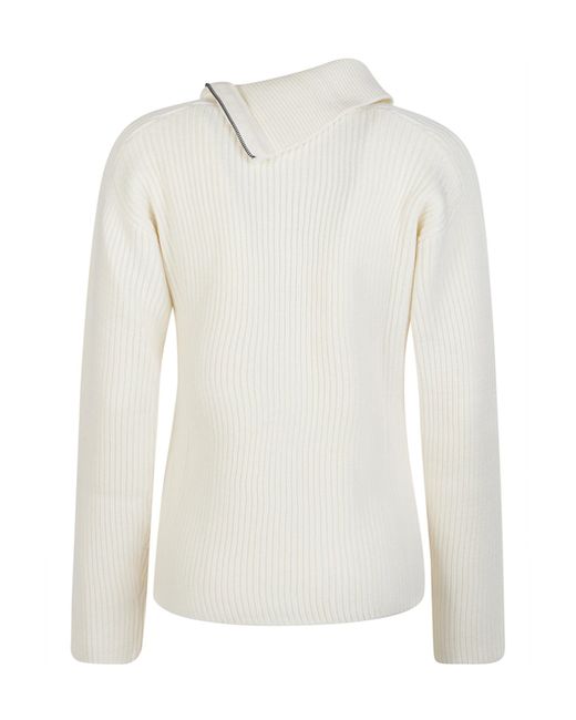 P.A.R.O.S.H. White P.A.R.O..H. Turtleneck Knit Sweater