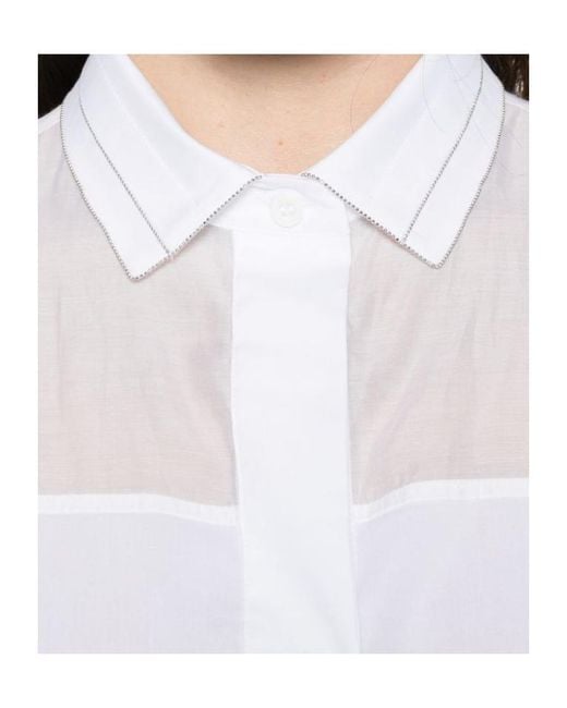 Peserico White Sheer Panel Oversized Shirt