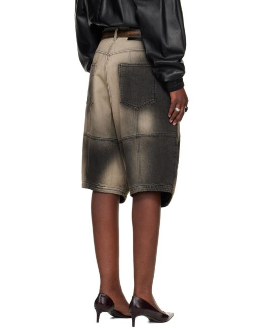 Lu'u Dan Green Puffa Denim Shorts for men