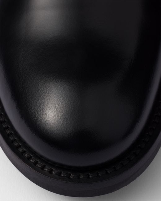 Prada Black Brushed Leather Ankle Boots