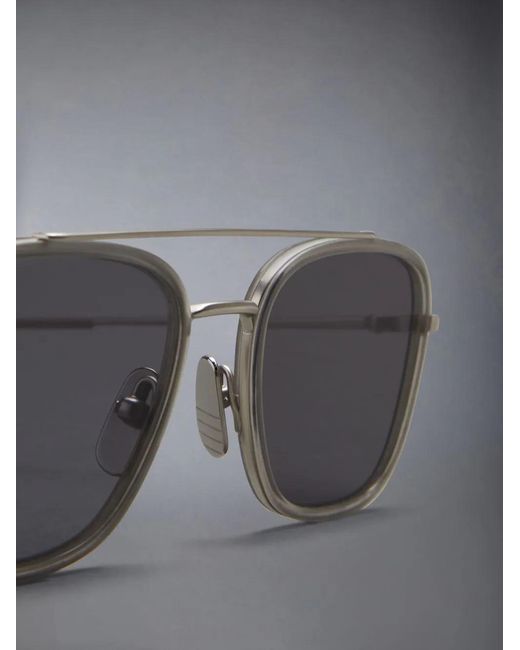 Thom Browne White Pilot-Frame Sunglasses