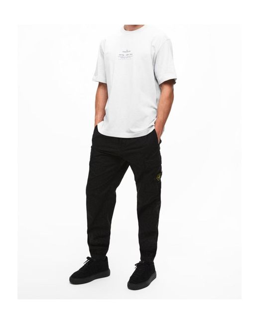 Stone Island Black Logo Cargo Track Pants for men
