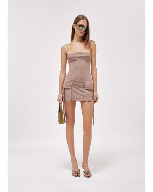 Blumarine Pink Work Pocket Canvas Mini Dress