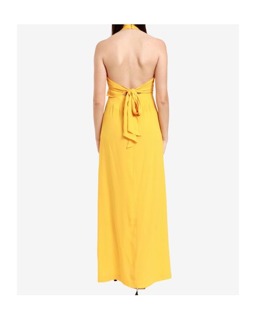Semicouture Yellow Halter Neck Dress